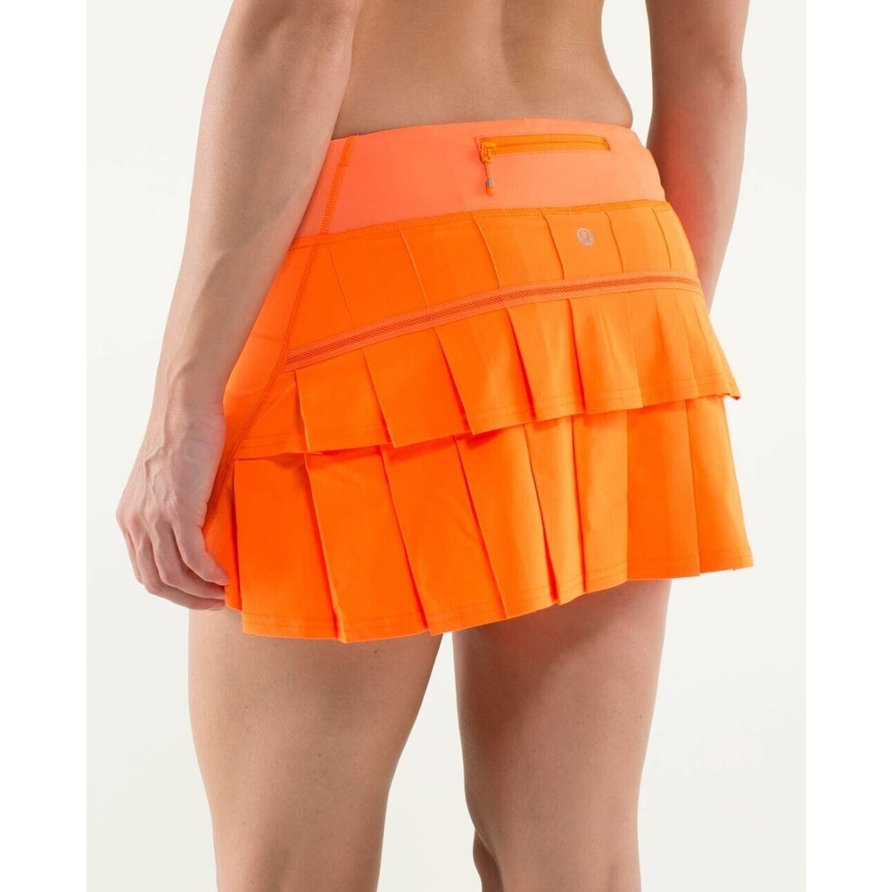 Lululemon Pace Setter Tiered Ruffle Skirt | Womens Sz 4 | Bright Orange - Pizzaz